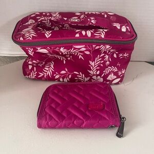 Lug Bag - Magenta Floral Bag and Quilted Wallet Set